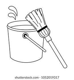 plastic bucket with mop