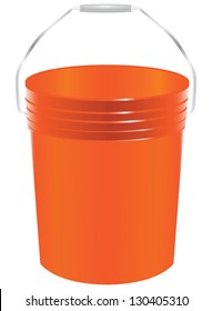 Plastic bucket for paint. Working accessory. Vector illustration.