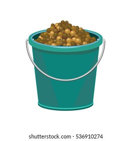 Plastic bucket with peppercorns . Vector illustration
