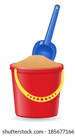 plastic bucket and shovel vector illustration isolated on white background