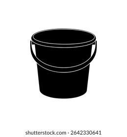 Plastic bucket silhouette icon vector flat design.