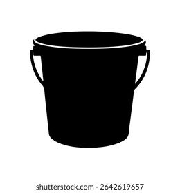 Diseño plano de Vector de icono de silueta de cubo de plástico sobre fondo blanco