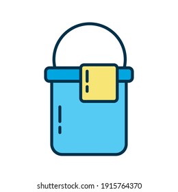 cubo de plástico con toalla de estilo plano icono de diseño de ilustración vectorial