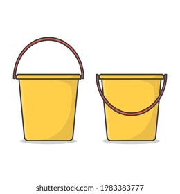 Plastic Bucket Vector Icon Illustration. Plastic Bucket With A Handle Flat Icon
