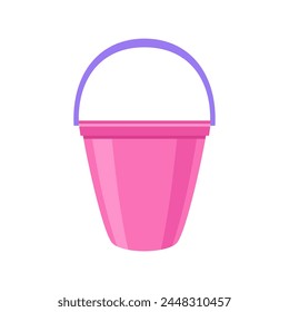 Cubo de plástico. Ilustración vectorial de balde. Herramientas de limpieza simple icono plano. 