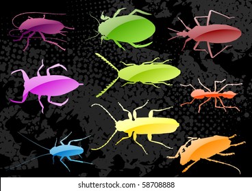 plastic bugs in various color