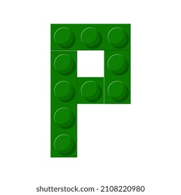 Plastic building blocks alphabet. The letter P