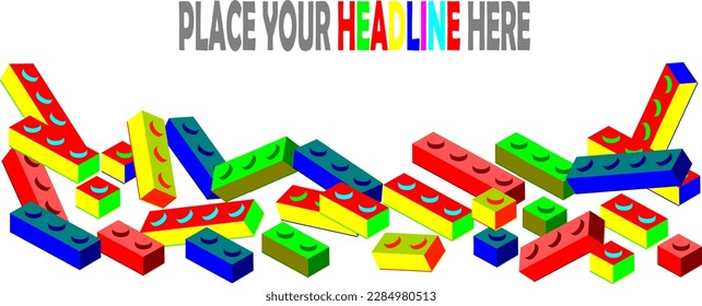 Plastic building blocks pattern background, Colorful toy bricks for kid, Top view bricks block toys template design for sales promotion online. bricks block toys template design for sales promotion on