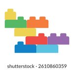 Plastic building blocks and tiles of different colors. Vector illustration of children
