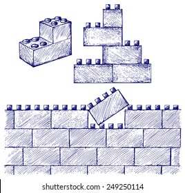Plastic building. Doodle style