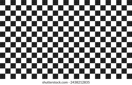 Plastic building toy blocks background in chessboard style. Black and white plastic construction plate. Abstract vector background