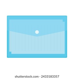 Plastic button folder vector illustration. Office or school stationery supplies. Plastic folders are useful for organizing documents. School, conference, office supplies.