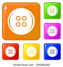 Plastic button icons set collection vector 6 color isolated on white background
