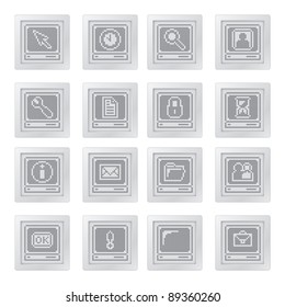 plastic buttons with terminals. icon set with dot-based communication and telecommunication symbols for control and info screens and web design. more icons are available