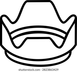 Plastic camera lens hood line art icon
