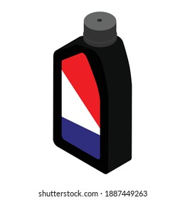 Plastic canister bottle with engine motor car oil. Isometric view. Isolated on white background. Vector