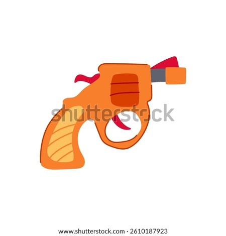 plastic cap gun toy cartoon. noise fun, pretend cowboy, replica classic plastic cap gun toy sign. isolated symbol vector illustration