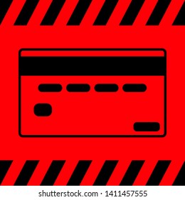Plastic card black on a red background, vector illustration for design.