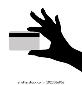 Plastic card in hand, web icon.