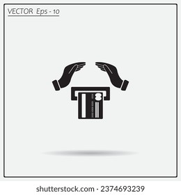 tarjeta de plástico en mano, icono web. diseño vectorial