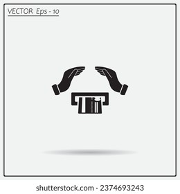 plastic card in hand, web icon. vector design