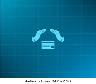 plastic card in hand, web icon. vector design