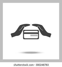 plastic card in hand, web icon