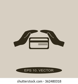 plastic card in hand, web icon