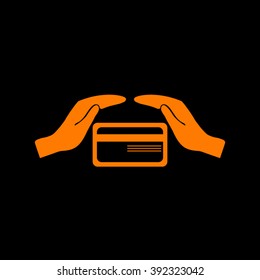 plastic card in hand, web icon