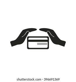 plastic card in hand, web icon