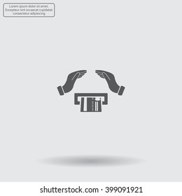 plastic card in hand, web icon. vector design
