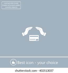 plastic card in hand, web icon. vector design