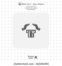 plastic card in hand, web icon. vector design