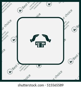 plastic card in hand, web icon. vector design