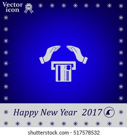 plastic card in hand, web icon. vector design