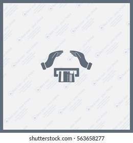 plastic card in hand, web icon. vector design