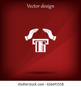 plastic card in hand, web icon. vector design