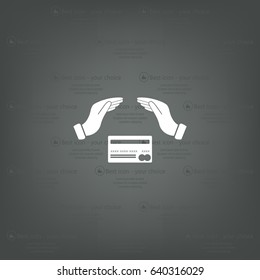 plastic card in hand, web icon. vector design