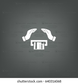plastic card in hand, web icon. vector design
