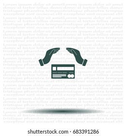 plastic card in hand, web icon. vector design