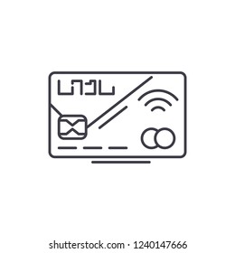 Plastic card line icon concept. Plastic card vector linear illustration, symbol, sign