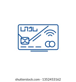 Plastic card line icon concept. Plastic card flat  vector symbol, sign, outline illustration.