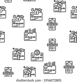 Plastic Card Payment Vector Seamless Pattern Thin Line Illustration