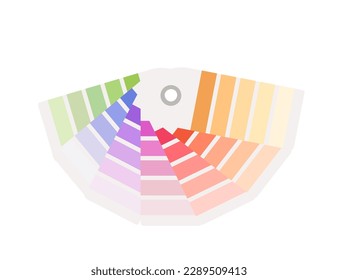Plastic or cardboard color palette guide vector illustration on white background