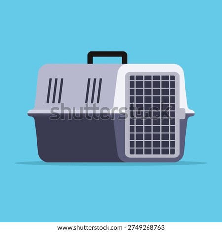 Plastic carrier for pets in flat style