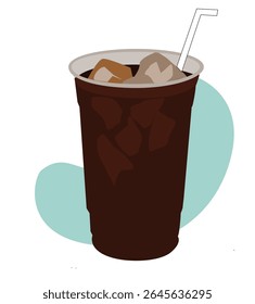 plastic carton cup with straw for tea, tea in plastic cup