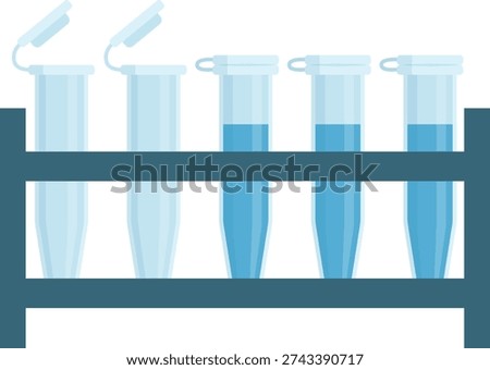 Plastic centrifuge tubes in a rack, scientific lab equipment, isolated