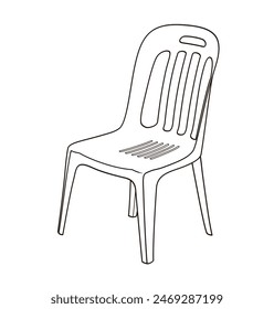 Plastic Chair 3d View outline vector image isolated, eps
