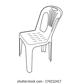 plastic chair outline vector