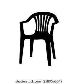 Plastic chair silhouette vector flat illustration design on white background.